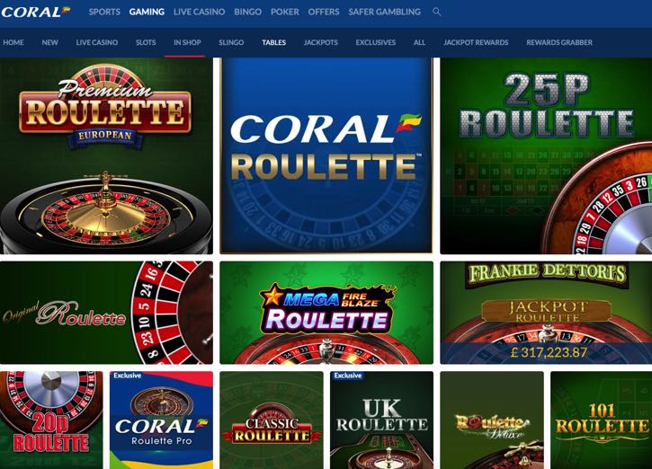 Coral table games