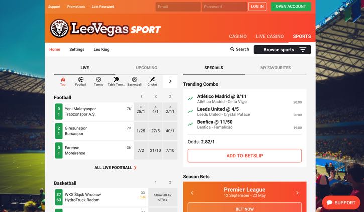 LeoVegas Sports screenshot