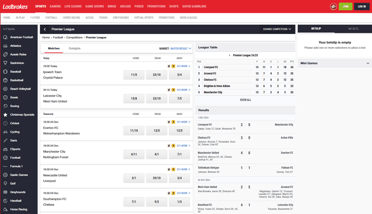 Ladbrokes Premier League Match Betting
